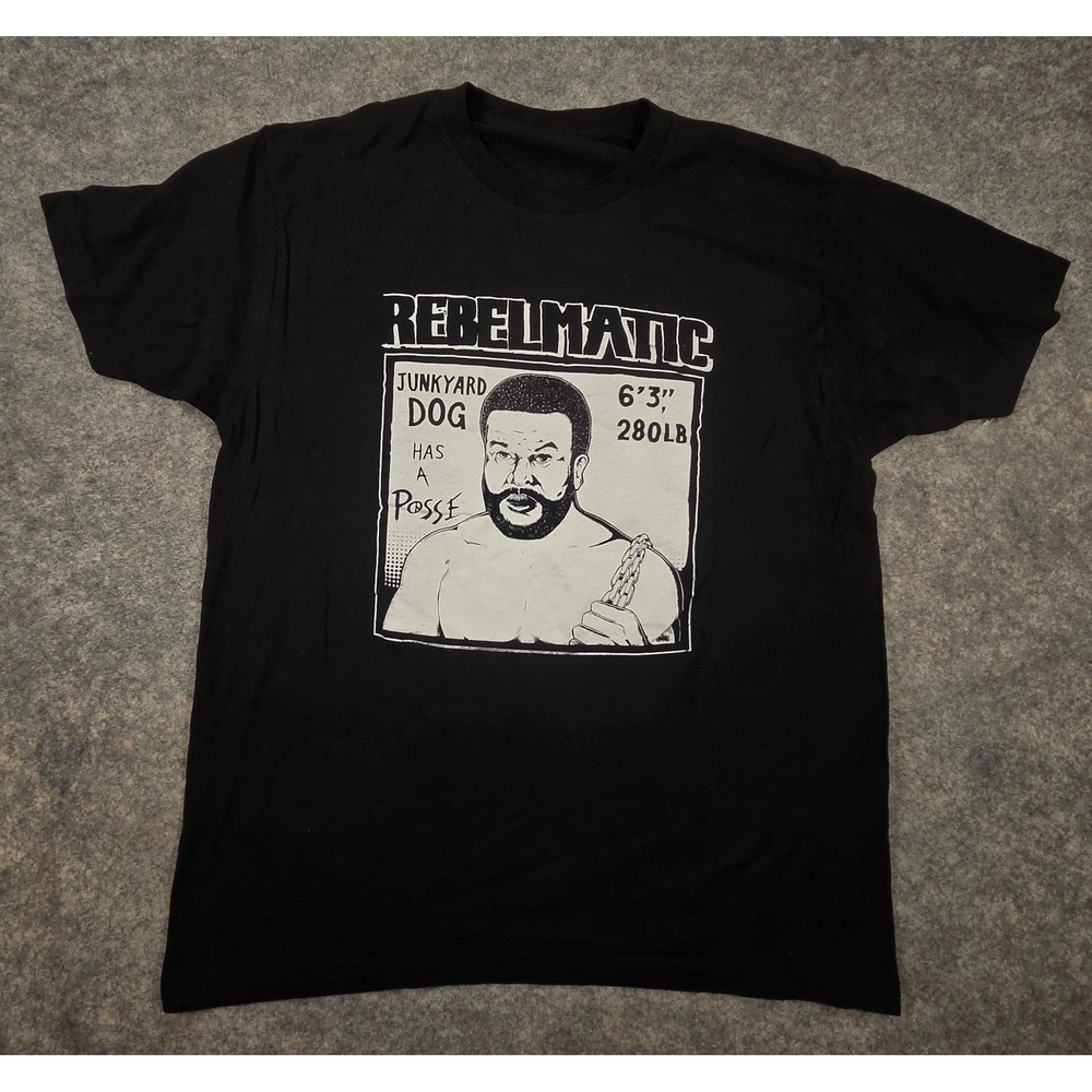 Rebelmatic Junkyard Dog Has A Posse Graphic T-Shirt Black Mens Large Band Tee